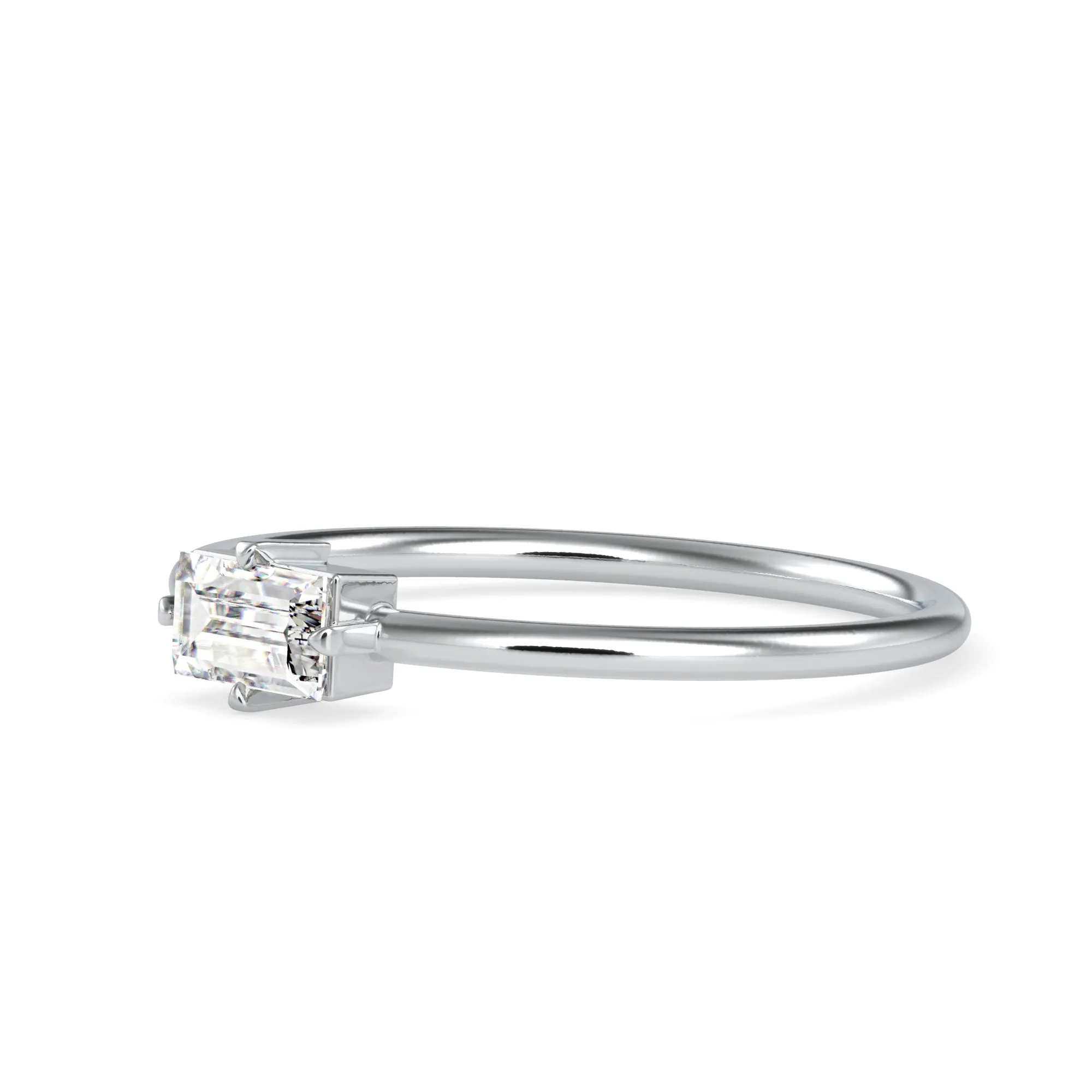 0.20cts. Baguette Diamond Platinum Solitaire Engagement Ring JL PT 0656