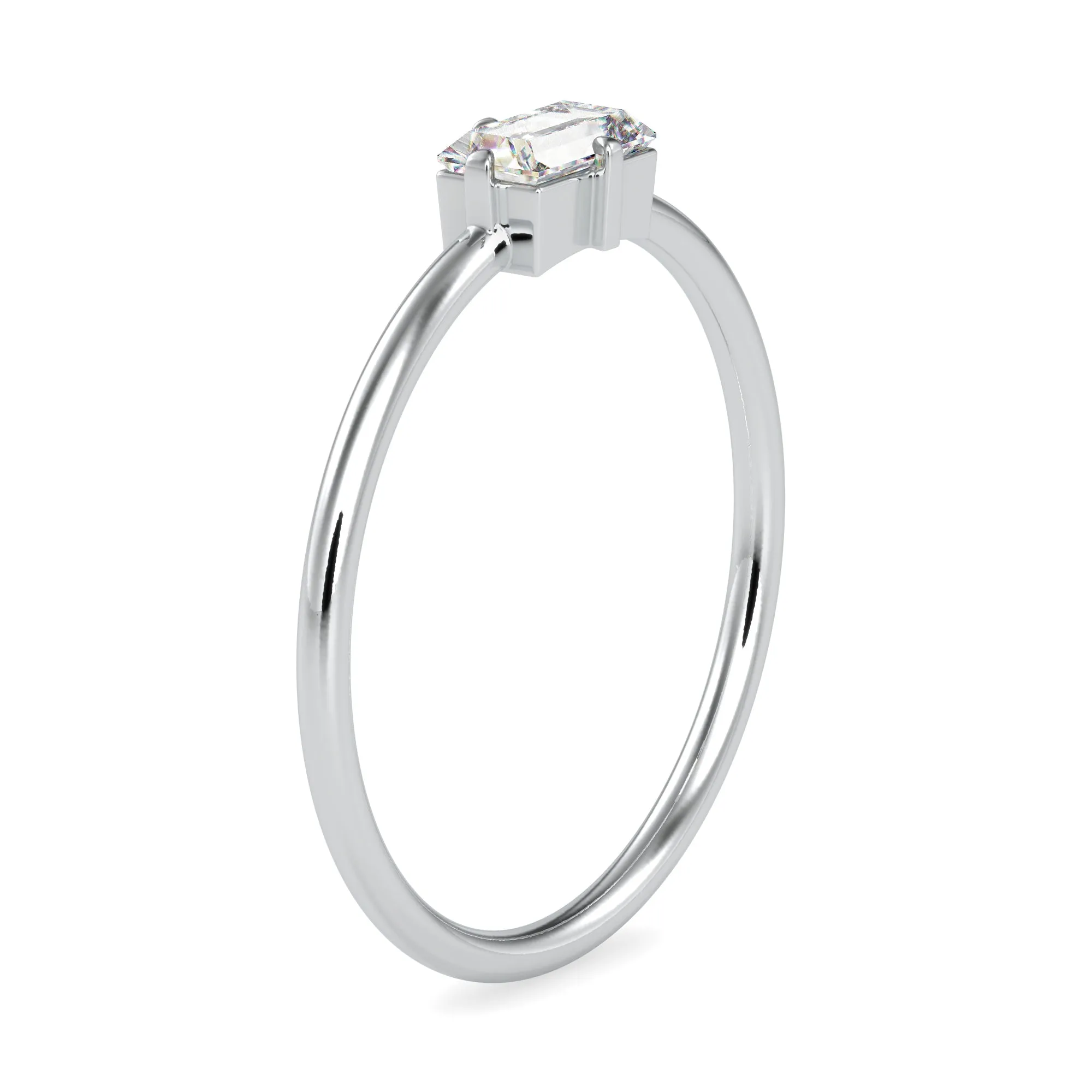 0.20cts. Baguette Diamond Platinum Solitaire Engagement Ring JL PT 0656