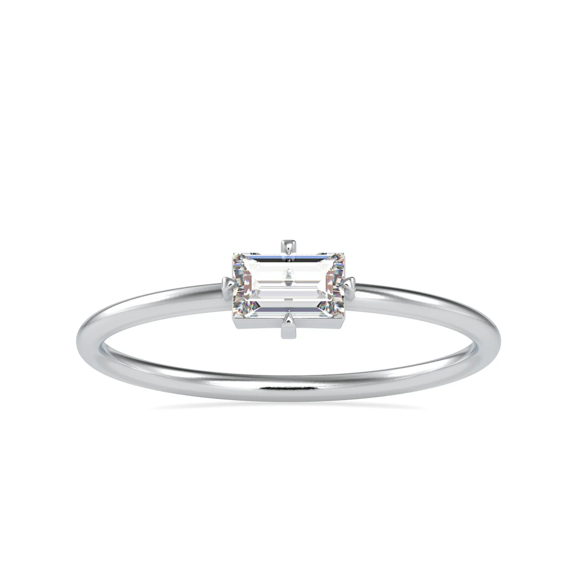 0.20cts. Baguette Diamond Platinum Solitaire Engagement Ring JL PT 0656