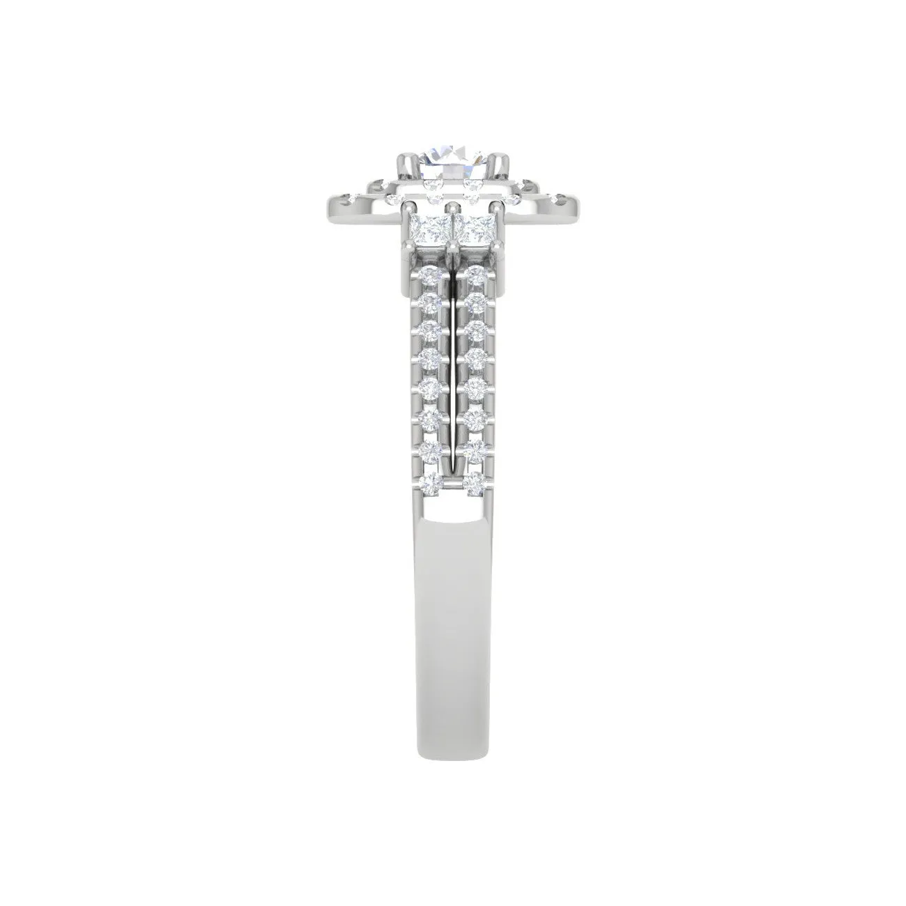 0.20cts Pointer  Double Halo Diamond Split Shank Platinum Ring JL PT D4130