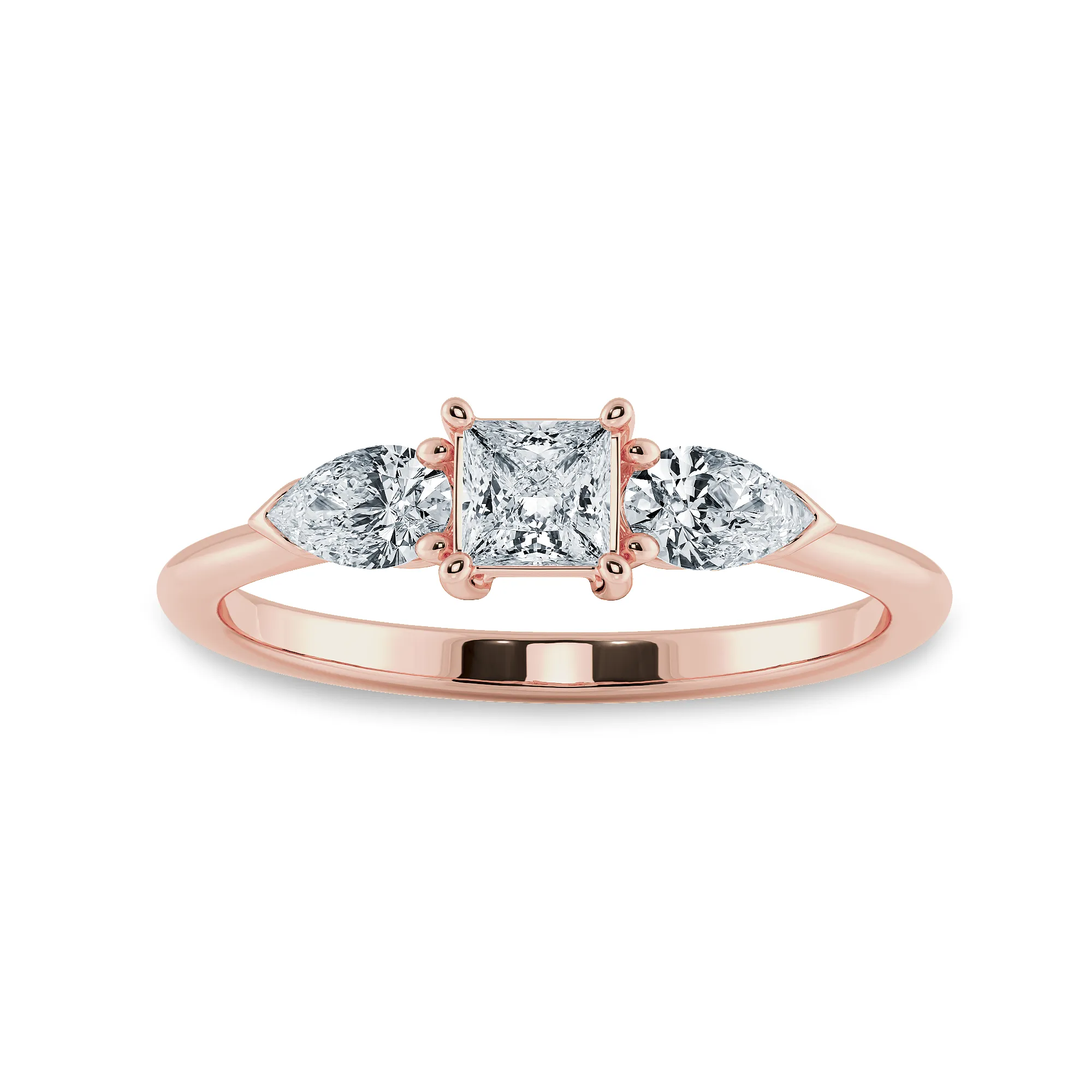 0.20cts. Princess Cut Solitaire with Pear Cut Diamond Diamond 18K Rose Gold Ring JL AU 2021R-C