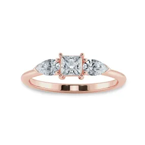 0.20cts. Princess Cut Solitaire with Pear Cut Diamond Diamond 18K Rose Gold Ring JL AU 2021R-C