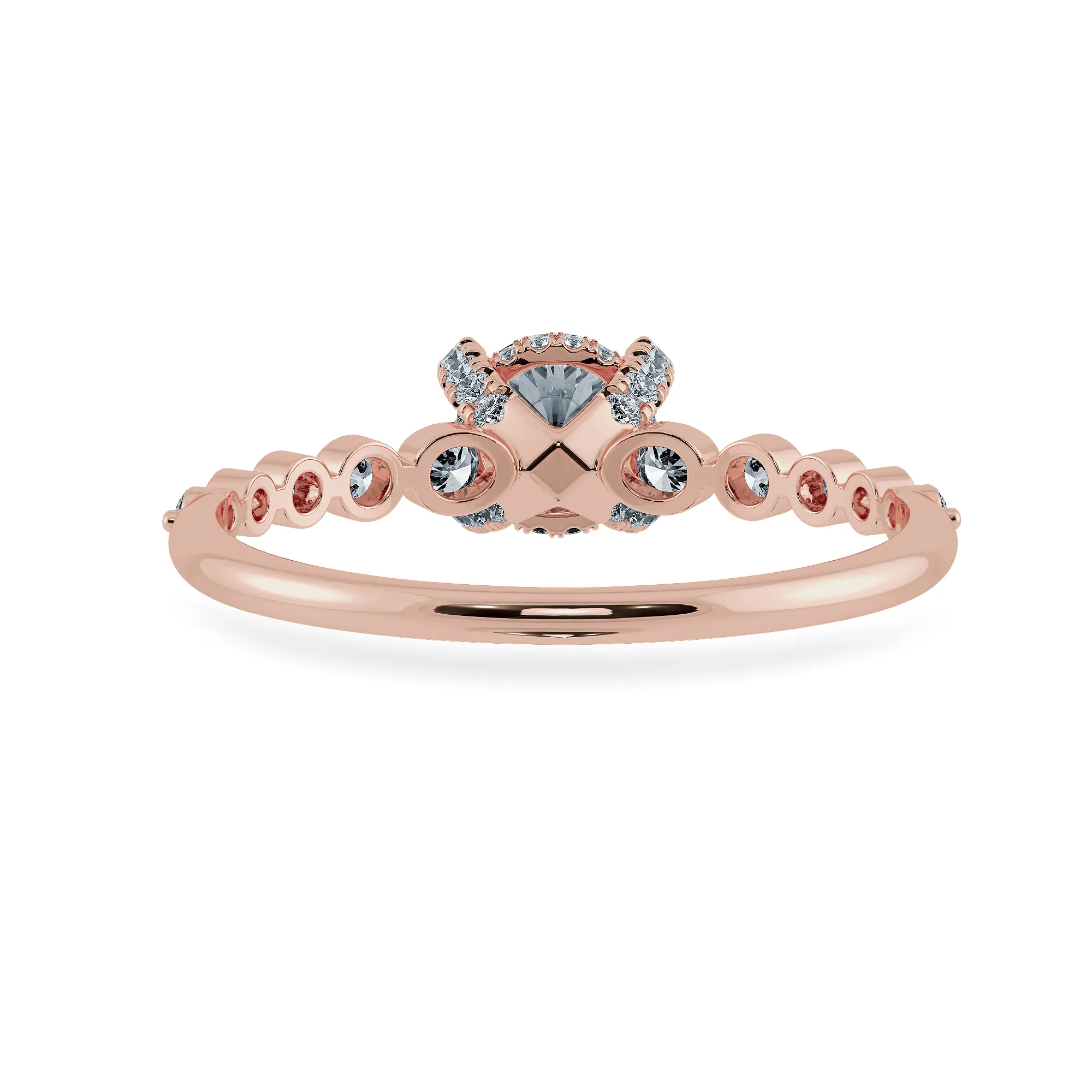 0.20cts. Solitaire Diamond Accents 18K Rose Gold Ring JL AU 1202R-C