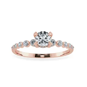 0.20cts. Solitaire Diamond Accents 18K Rose Gold Ring JL AU 1202R-C