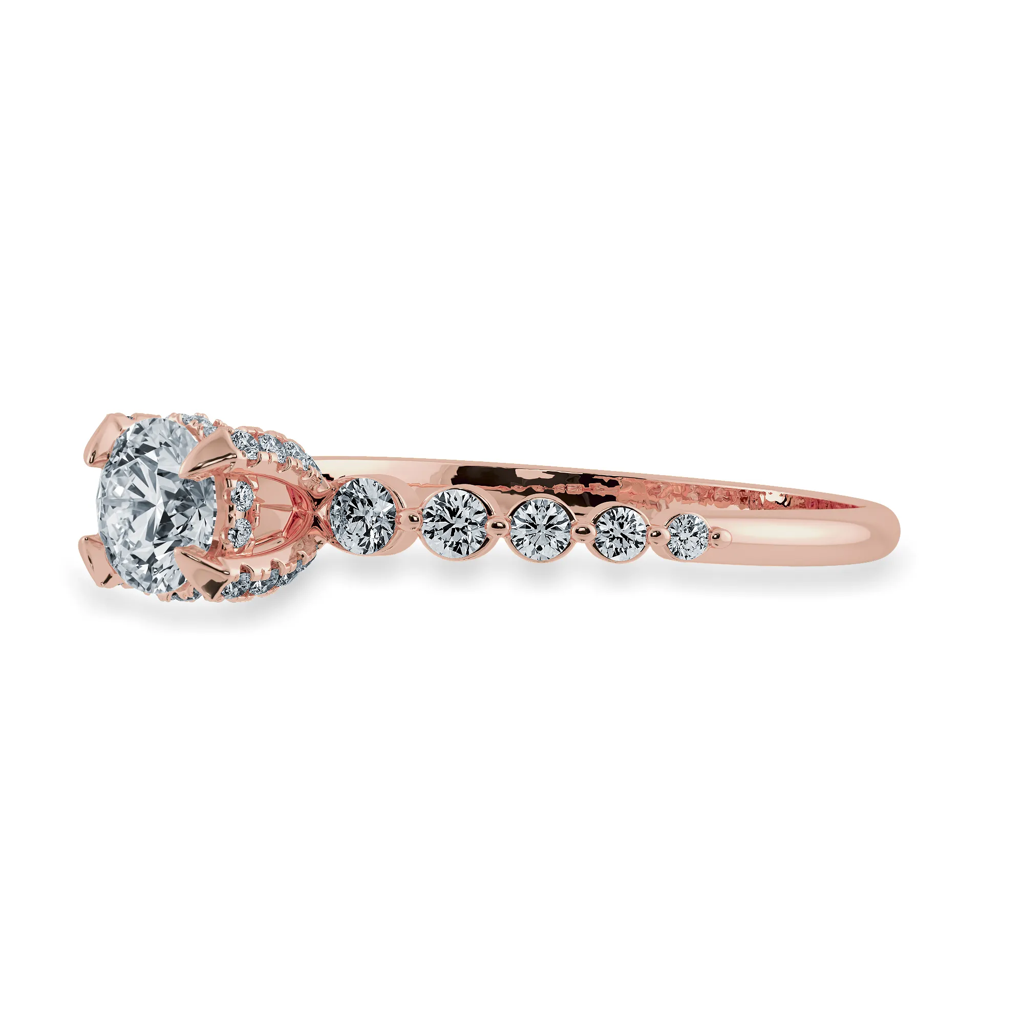 0.20cts. Solitaire Diamond Accents 18K Rose Gold Ring JL AU 1202R-C