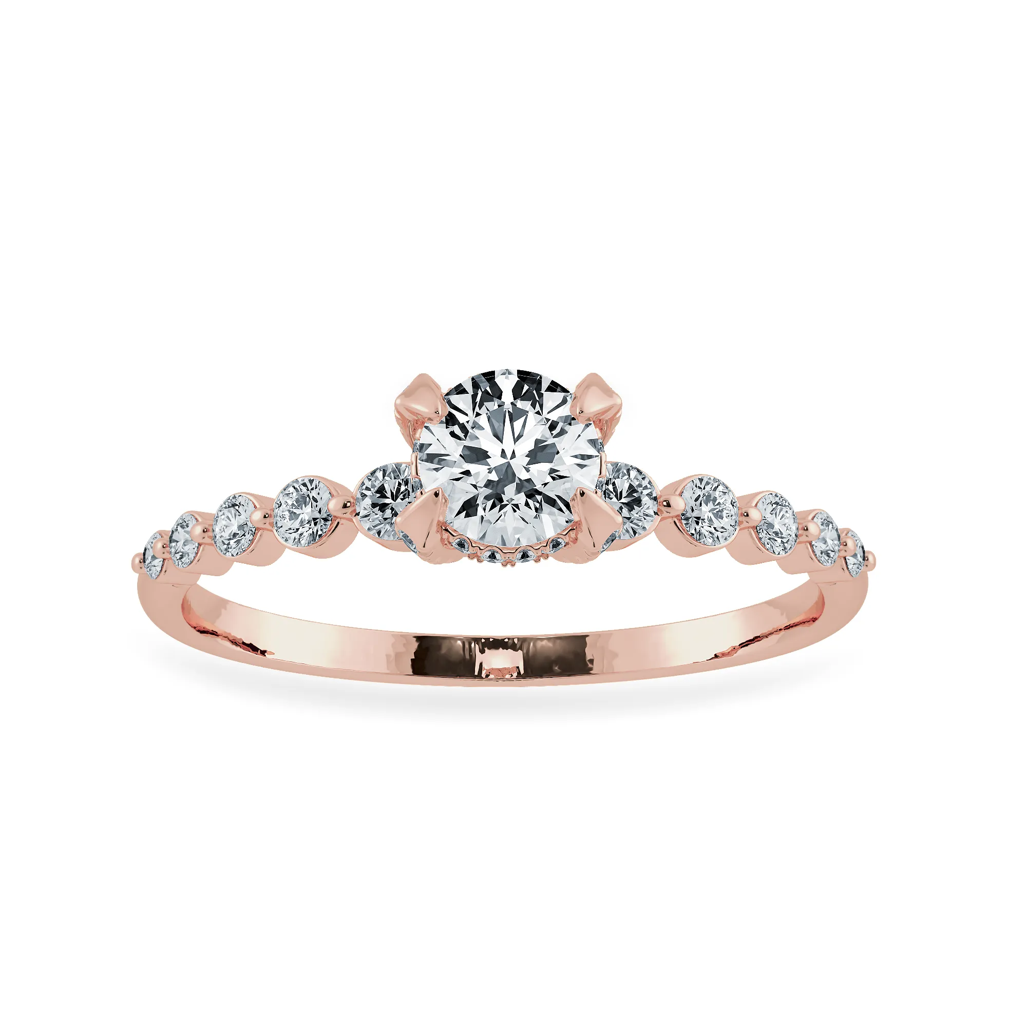 0.20cts. Solitaire Diamond Accents 18K Rose Gold Ring JL AU 1202R-C