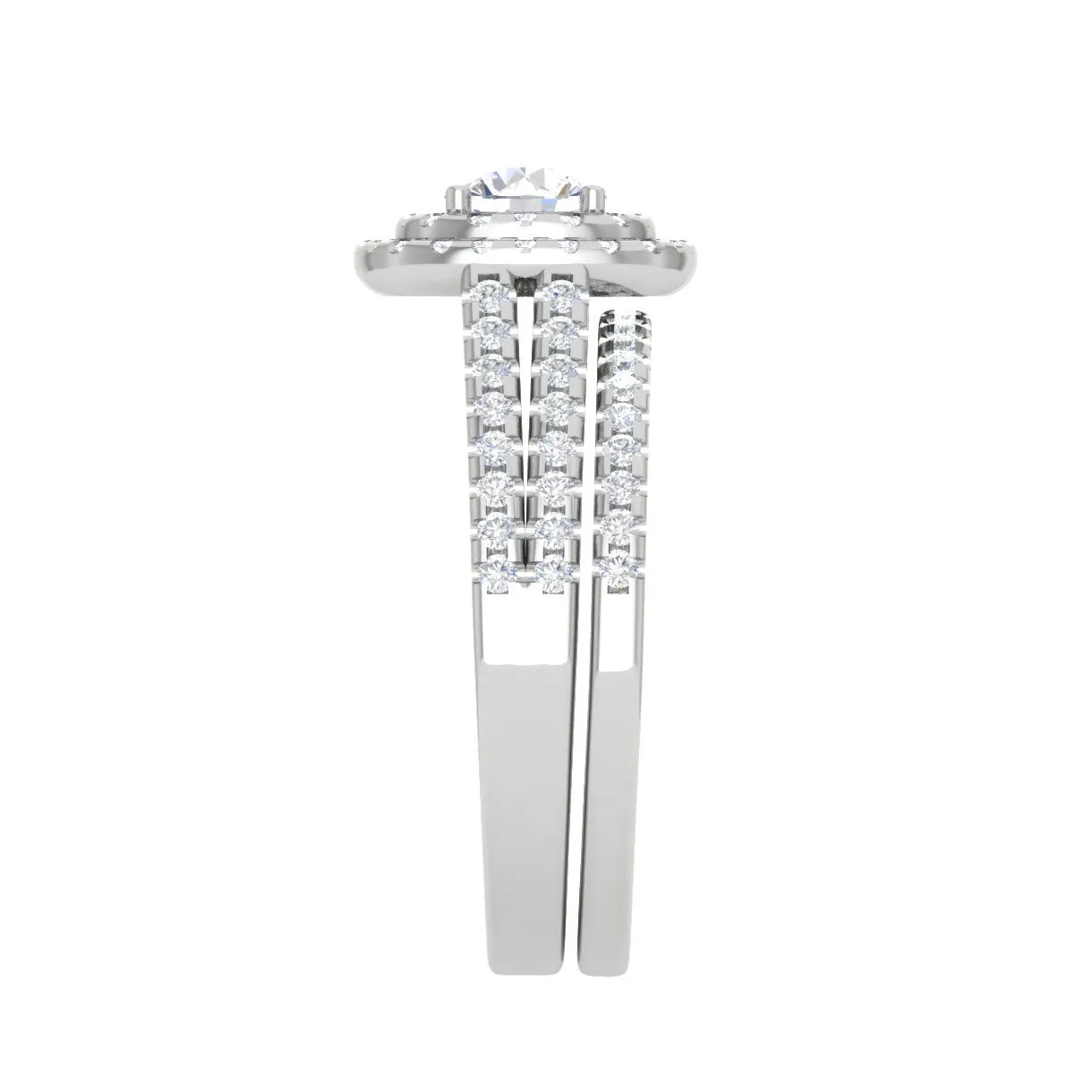0.25 cts Solitaire Double Halo Diamond Split Shank Platinum Ring for Women JL PT RV RD 138