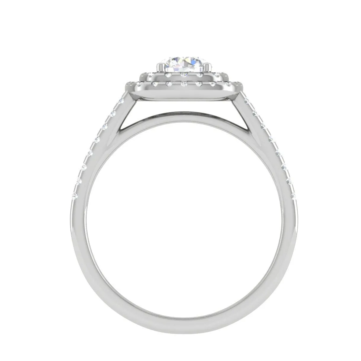 0.25 cts Solitaire Double Halo Diamond Split Shank Platinum Ring for Women JL PT RV RD 138