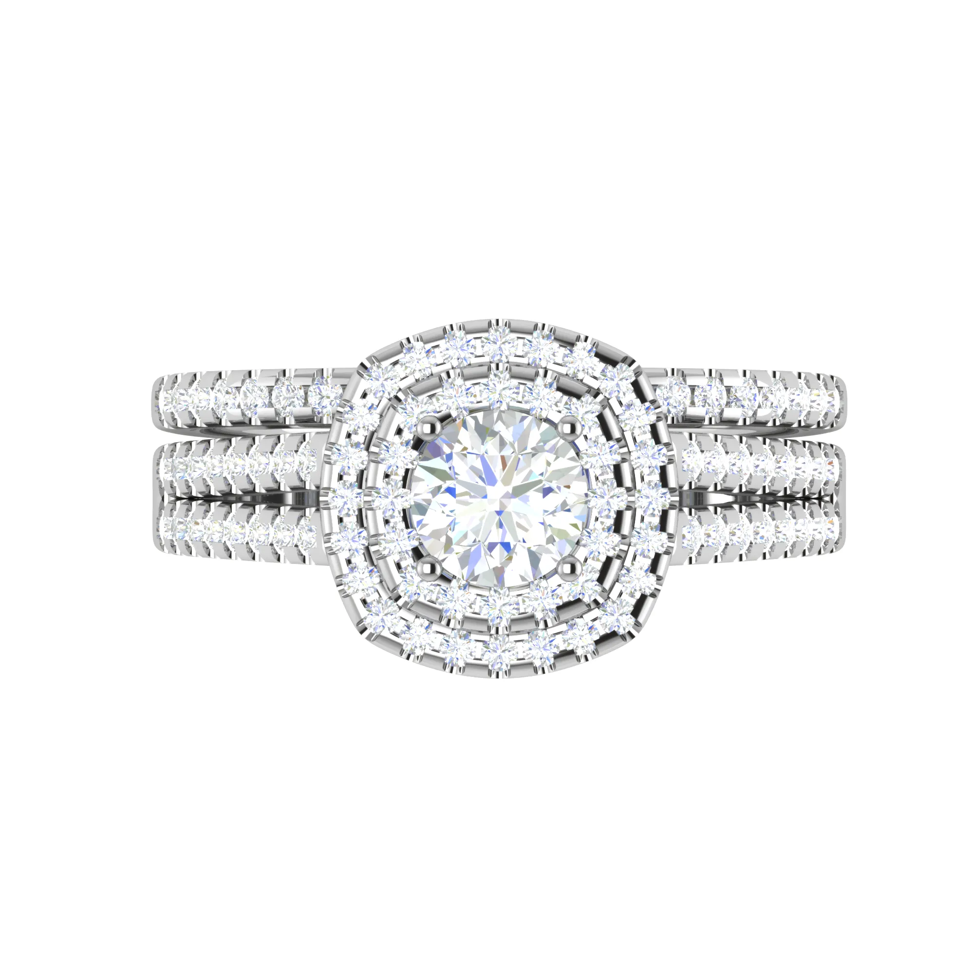0.25 cts Solitaire Double Halo Diamond Split Shank Platinum Ring for Women JL PT RV RD 138