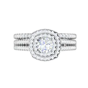 0.25 cts Solitaire Double Halo Diamond Split Shank Platinum Ring for Women JL PT RV RD 138