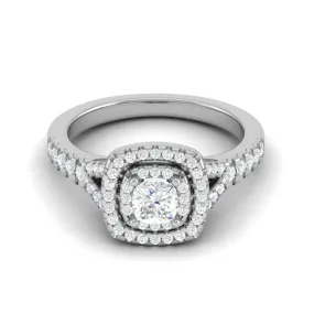 0.30 cts Cushion Solitaire Halo Diamond Shank Platinum Ring JL PT MHD275