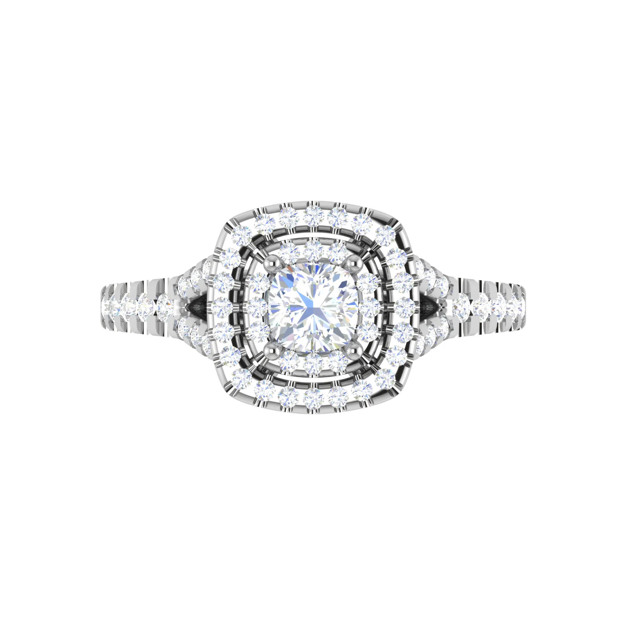 0.30 cts Cushion Solitaire Halo Diamond Shank Platinum Ring JL PT MHD275