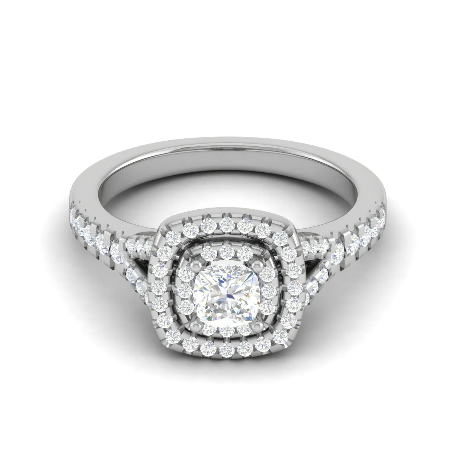 0.30 cts Cushion Solitaire Halo Diamond Shank Platinum Ring JL PT MHD275