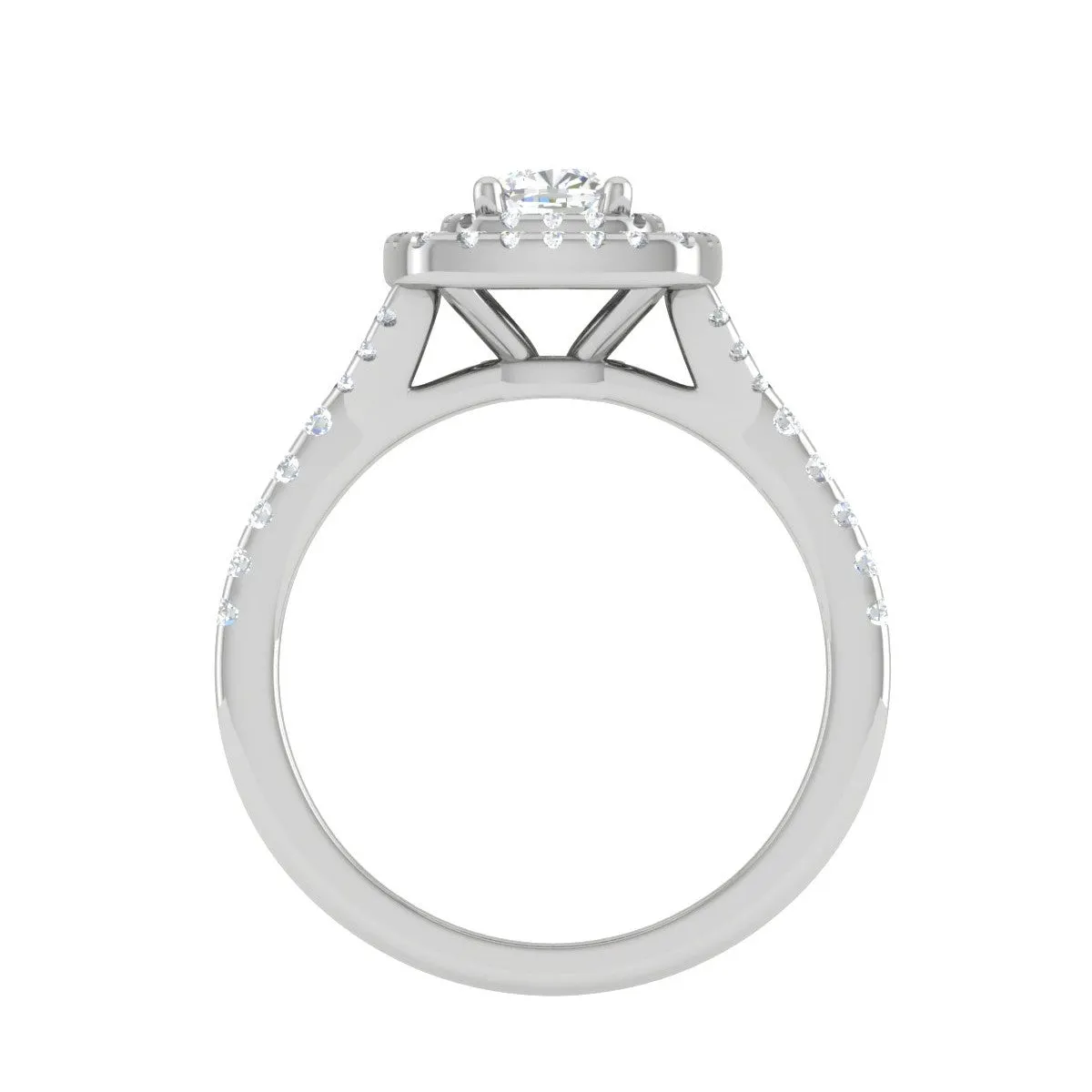 0.30 cts Cushion Solitaire Halo Diamond Shank Platinum Ring JL PT MHD275