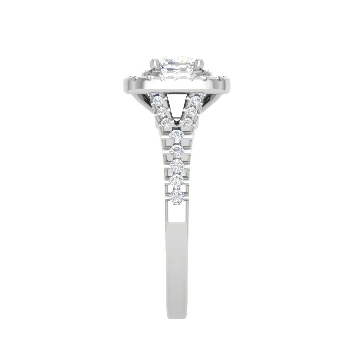 0.30 cts Cushion Solitaire Halo Diamond Shank Platinum Ring JL PT MHD275