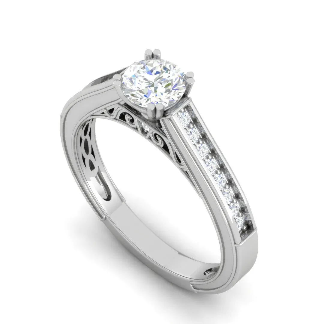 0.30 cts Solitaire Diamond Shank Platinum Ring for Women JL PT RV RD 112