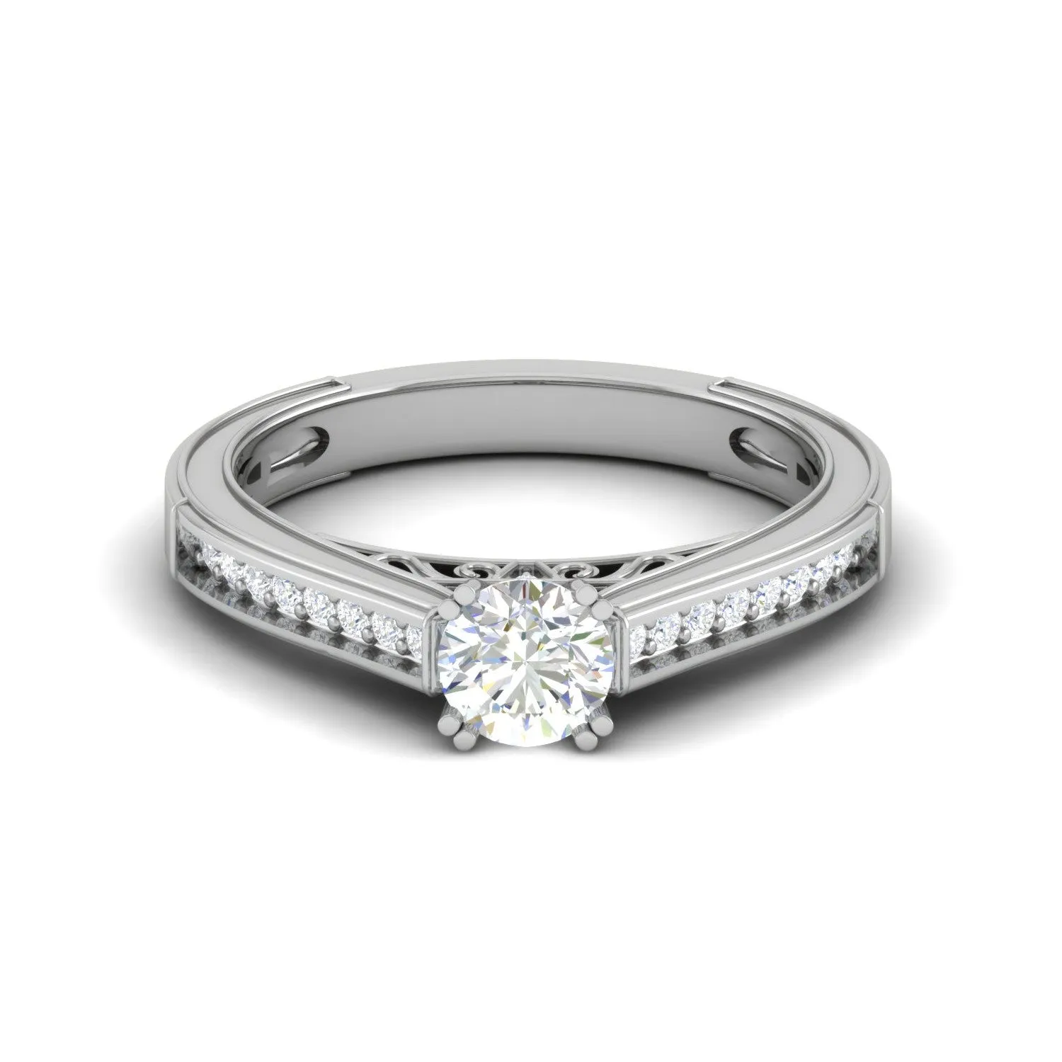 0.30 cts Solitaire Diamond Shank Platinum Ring for Women JL PT RV RD 112