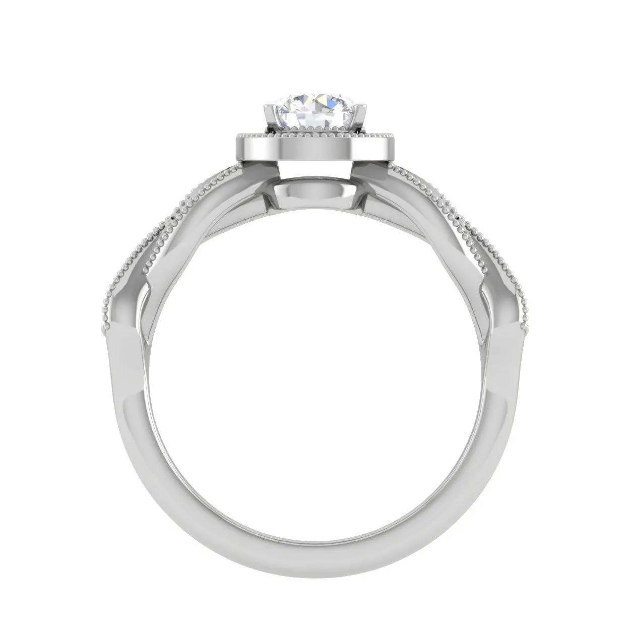 0.30 cts Solitaire Halo Diamond Twisted Shank Platinum Ring for Women JL PT RV RD 131