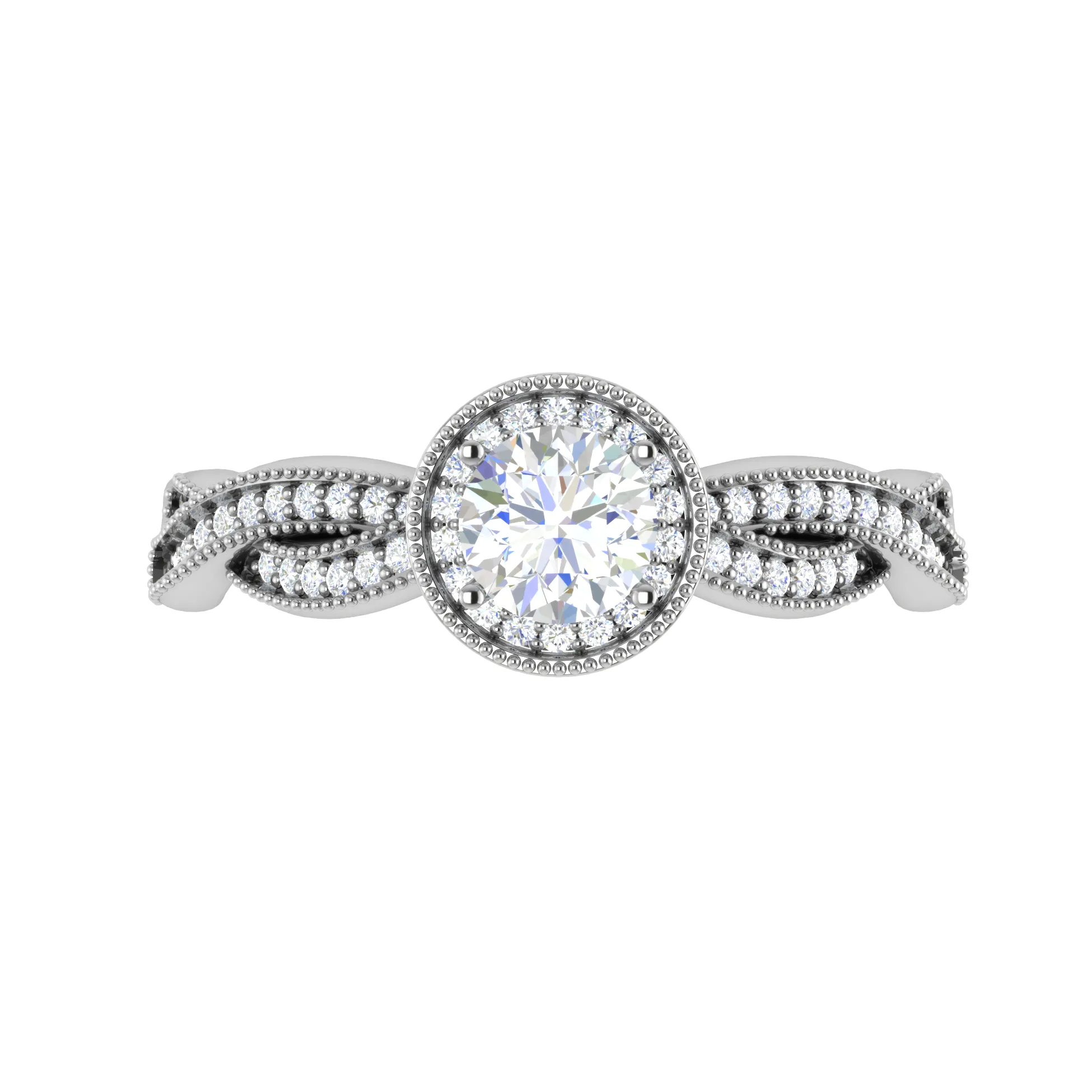 0.30 cts Solitaire Halo Diamond Twisted Shank Platinum Ring for Women JL PT RV RD 131