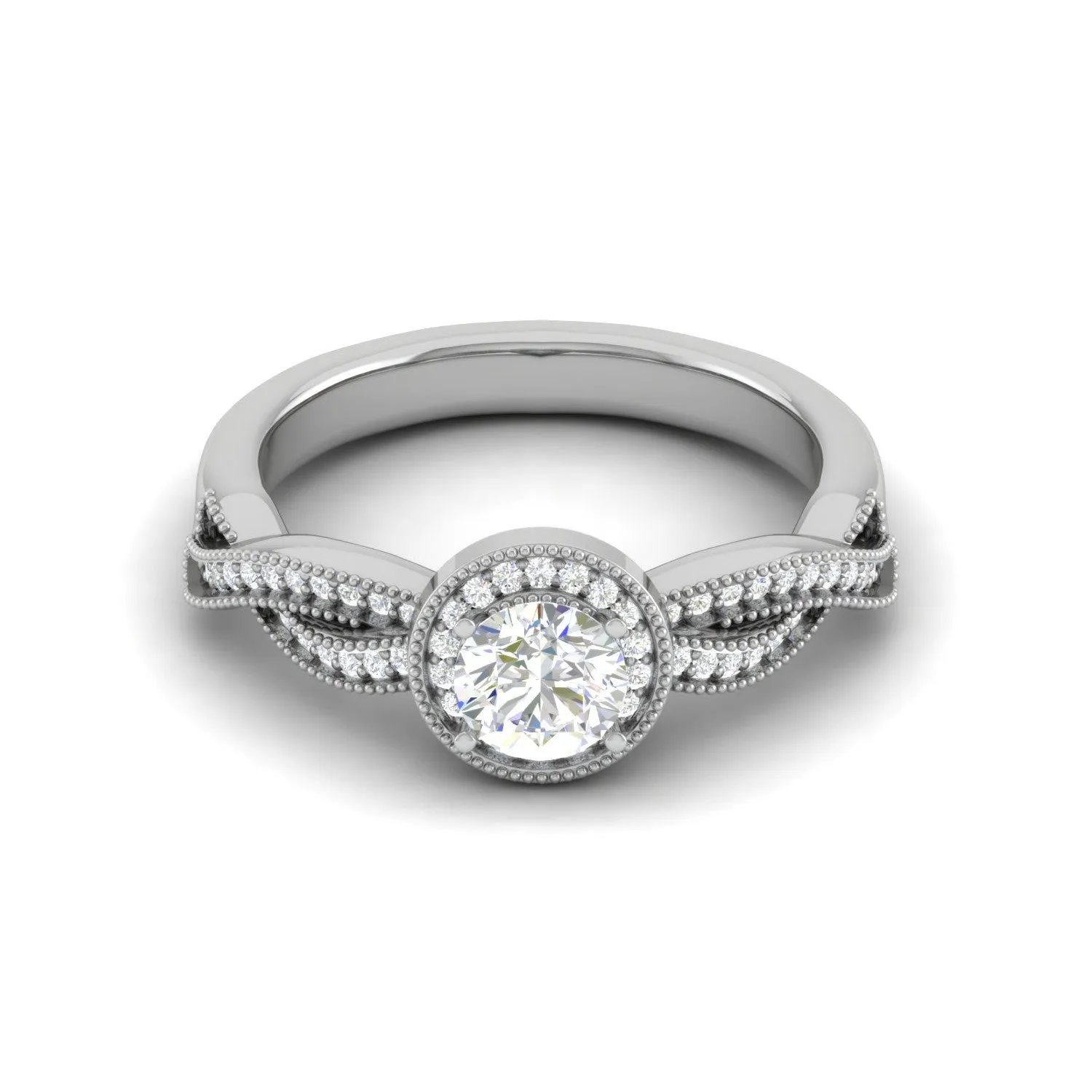 0.30 cts Solitaire Halo Diamond Twisted Shank Platinum Ring for Women JL PT RV RD 131