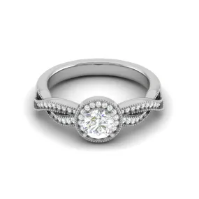 0.30 cts Solitaire Halo Diamond Twisted Shank Platinum Ring for Women JL PT RV RD 131