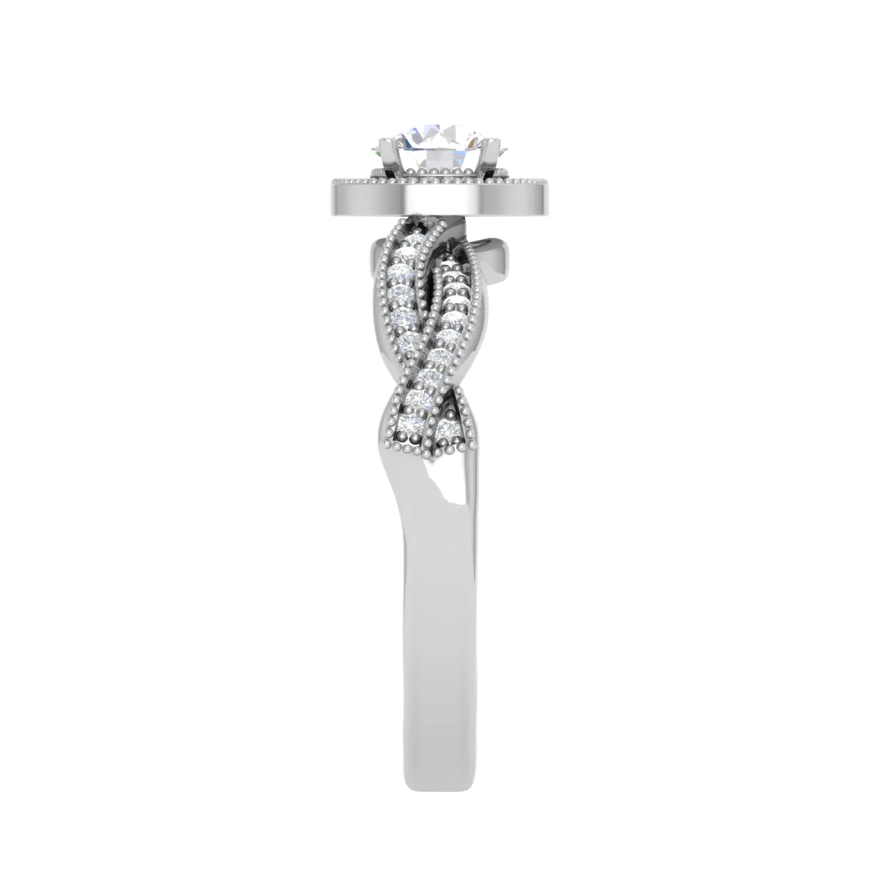 0.30 cts Solitaire Halo Diamond Twisted Shank Platinum Ring for Women JL PT RV RD 131