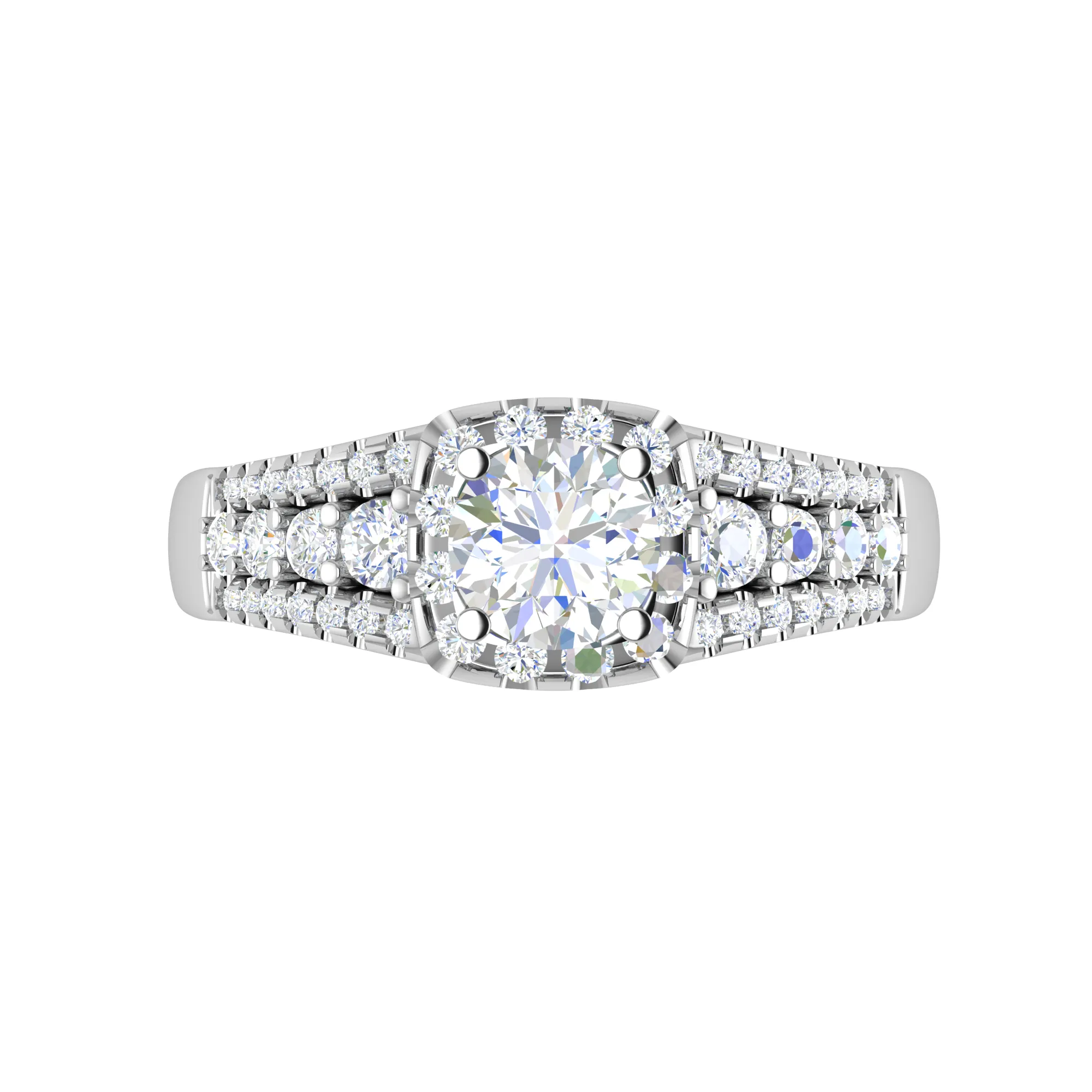 0.30 cts. Solitaire Platinum Halo Diamond Split Shank Engagement Ring JL PT WB6016