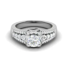 0.30 cts. Solitaire Platinum Halo Diamond Split Shank Engagement Ring JL PT WB6016