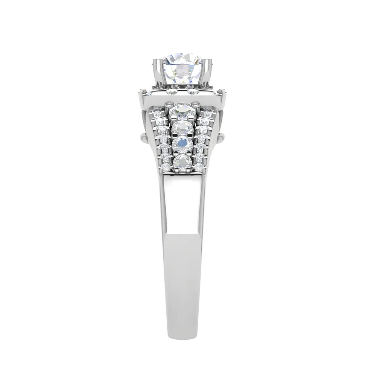 0.30 cts. Solitaire Platinum Halo Diamond Split Shank Engagement Ring JL PT WB6016