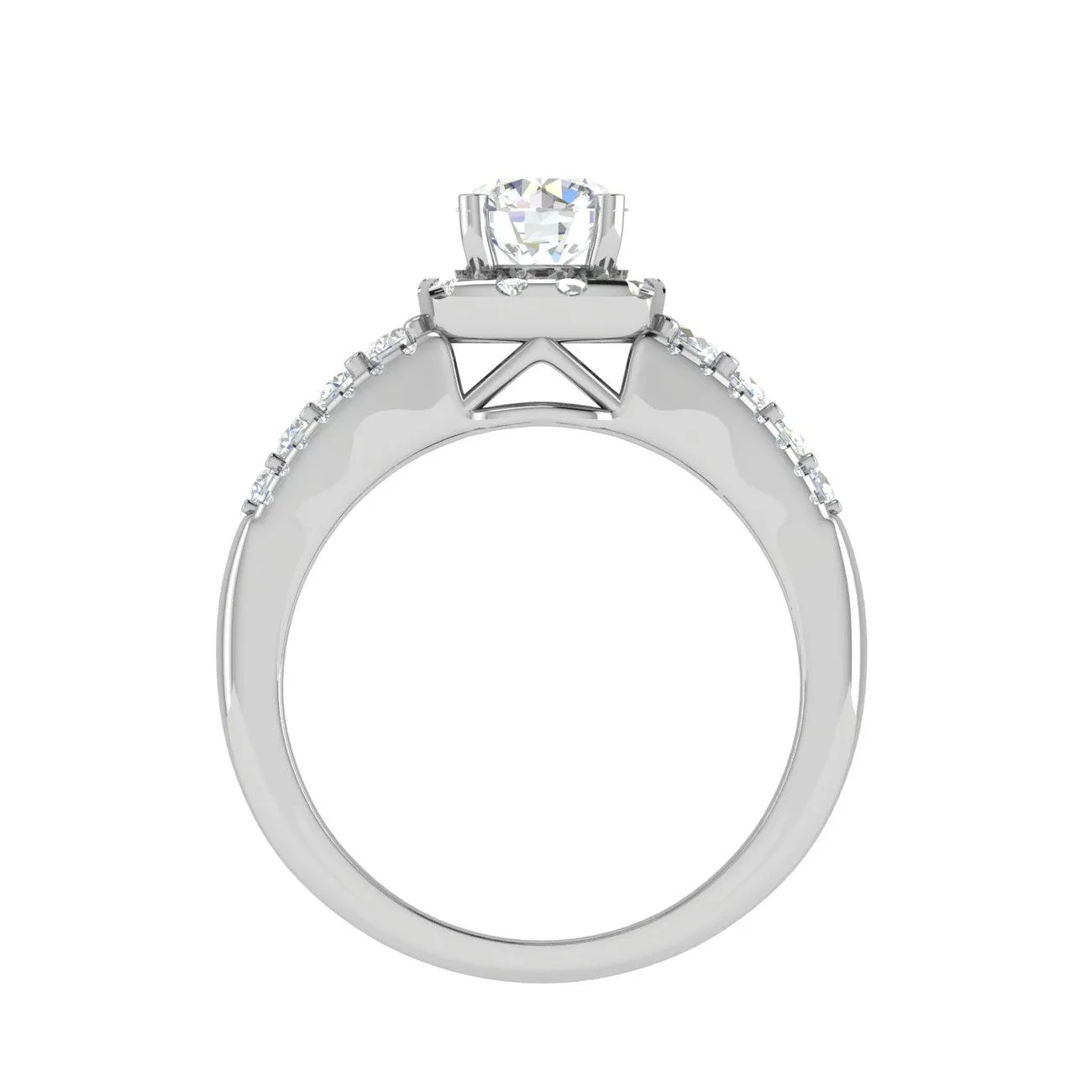0.30 cts. Solitaire Platinum Halo Diamond Split Shank Engagement Ring JL PT WB6016