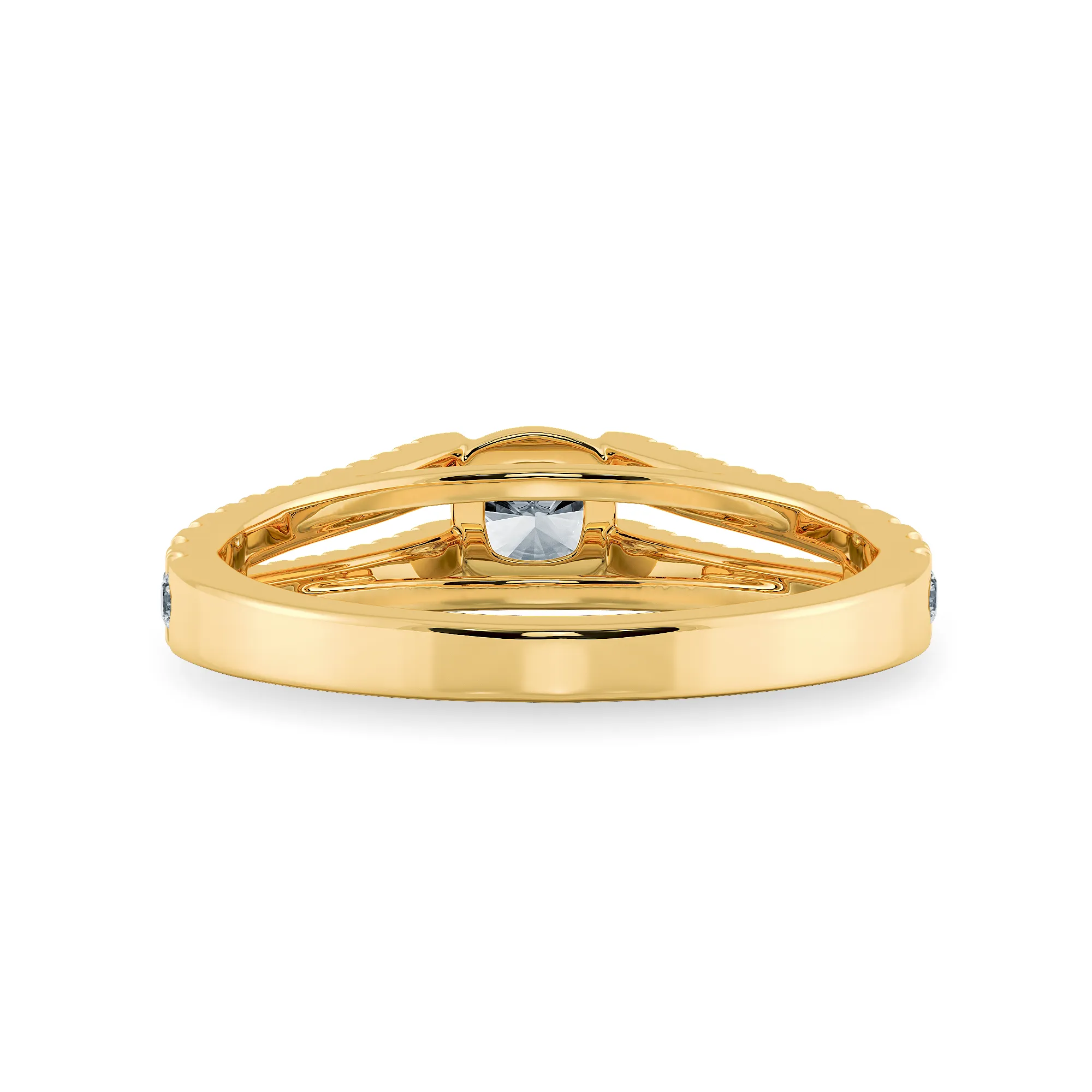 0.30cts. Cushion Cut Solitaire Diamond Split Shank 18K Yellow Gold Ring JL AU 1179Y