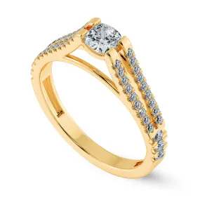 0.30cts. Cushion Cut Solitaire Diamond Split Shank 18K Yellow Gold Ring JL AU 1179Y