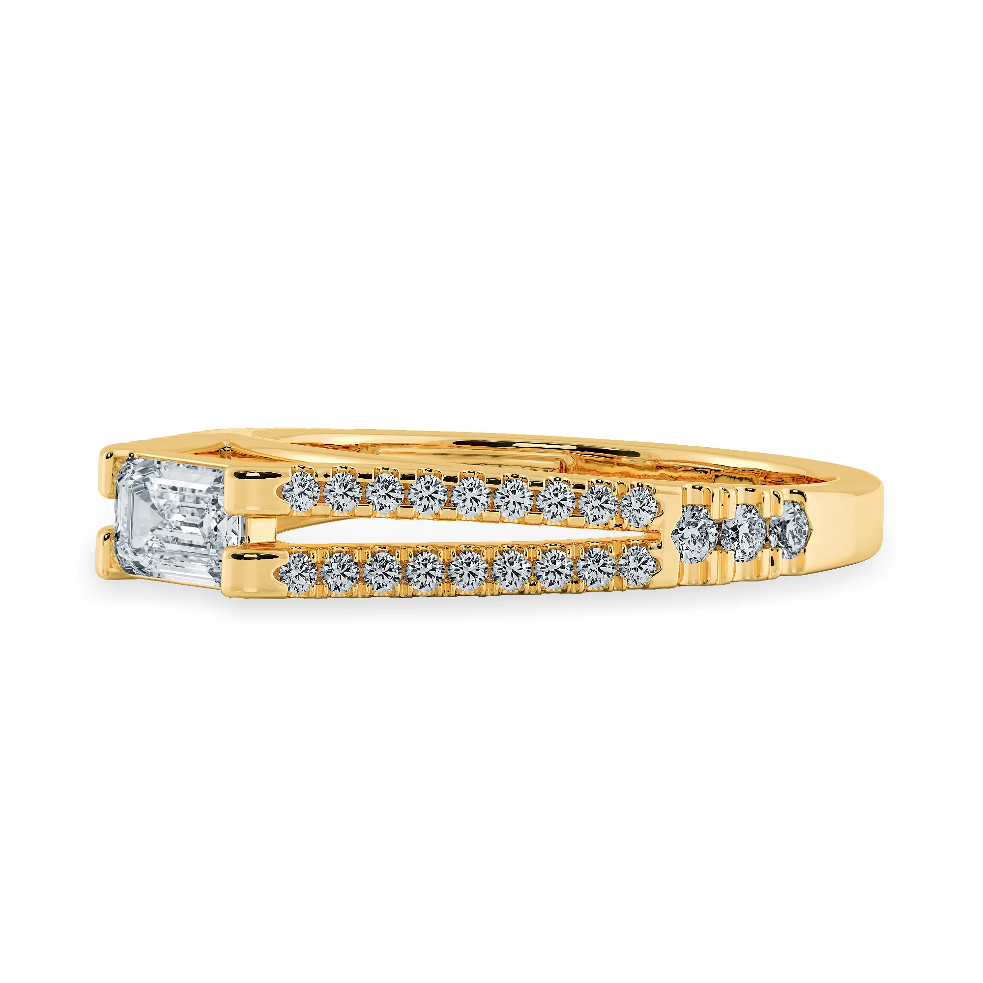 0.30cts. Emerald Cut Solitaire Diamond Split Shank 18K Yellow Gold Ring JL AU 1180Y