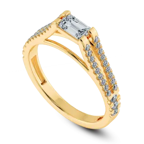 0.30cts. Emerald Cut Solitaire Diamond Split Shank 18K Yellow Gold Ring JL AU 1180Y