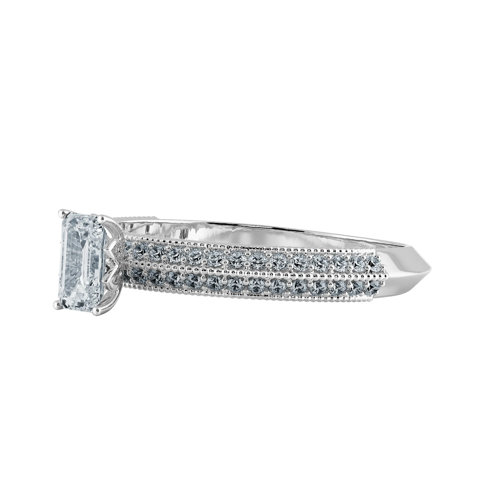 0.30cts Emerald Cut Solitaire Diamond Split Shank Platinum Ring JL PT 1188