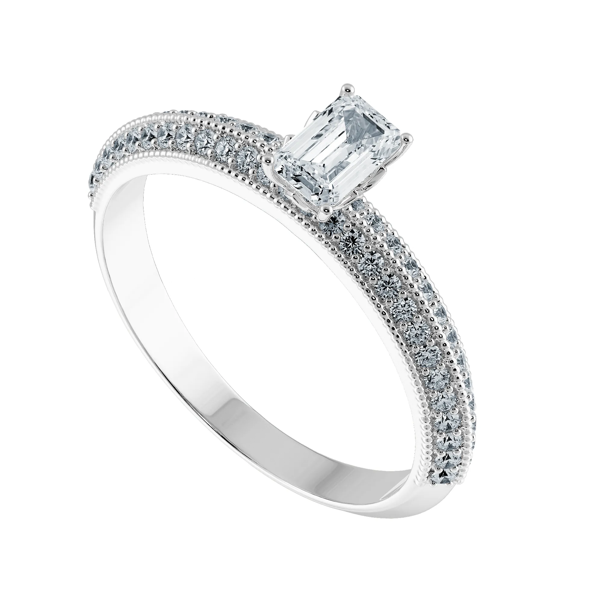 0.30cts Emerald Cut Solitaire Diamond Split Shank Platinum Ring JL PT 1188