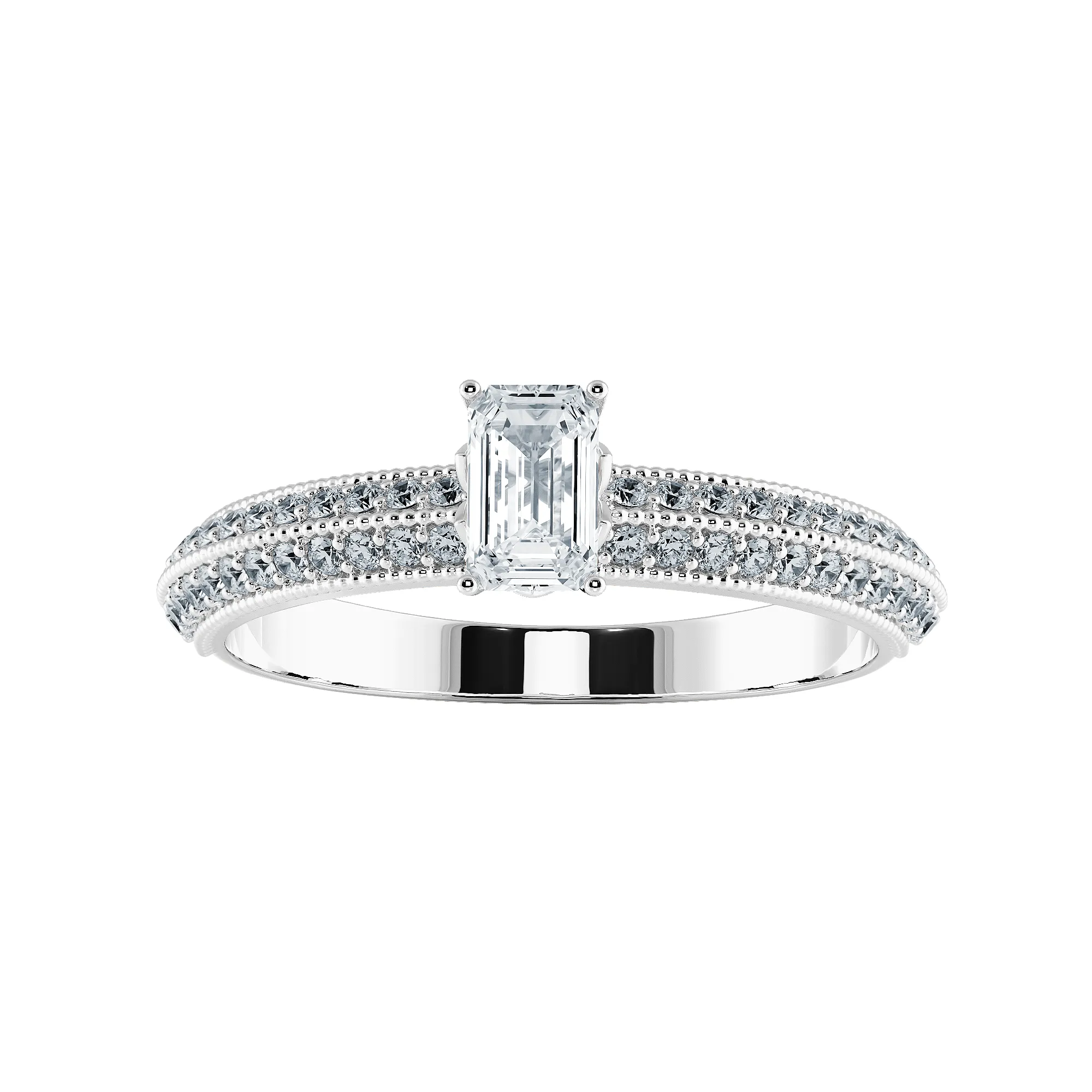0.30cts Emerald Cut Solitaire Diamond Split Shank Platinum Ring JL PT 1188