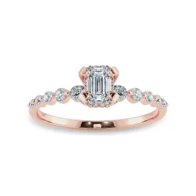 0.30cts. Emerald Cut Solitaire Halo Diamond Accents 18K Rose Gold Solitaire Ring JL AU 2006R