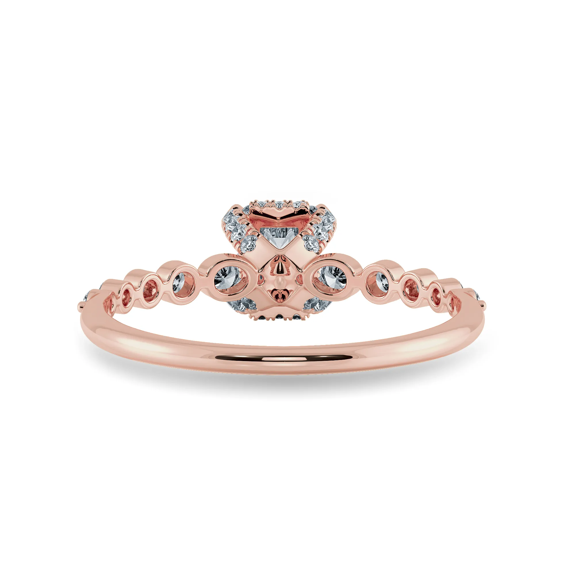 0.30cts. Emerald Cut Solitaire Halo Diamond Accents 18K Rose Gold Solitaire Ring JL AU 2006R