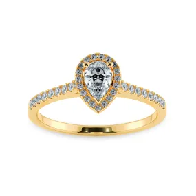 0.30cts. Pear Cut Solitaire Halo Diamond Shank 18K Yellow Gold Ring JL AU 1200Y