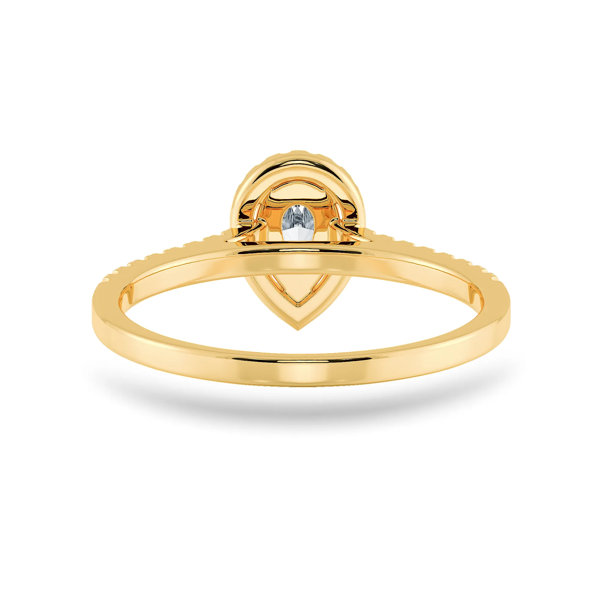 0.30cts. Pear Cut Solitaire Halo Diamond Shank 18K Yellow Gold Ring JL AU 1200Y
