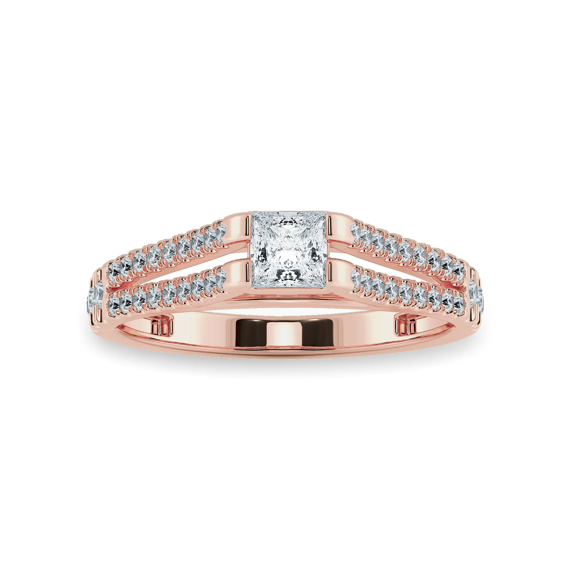 0.30cts. Princess Cut Solitaire Diamond Split Shank 18K Rose Gold Ring JL AU 1178R