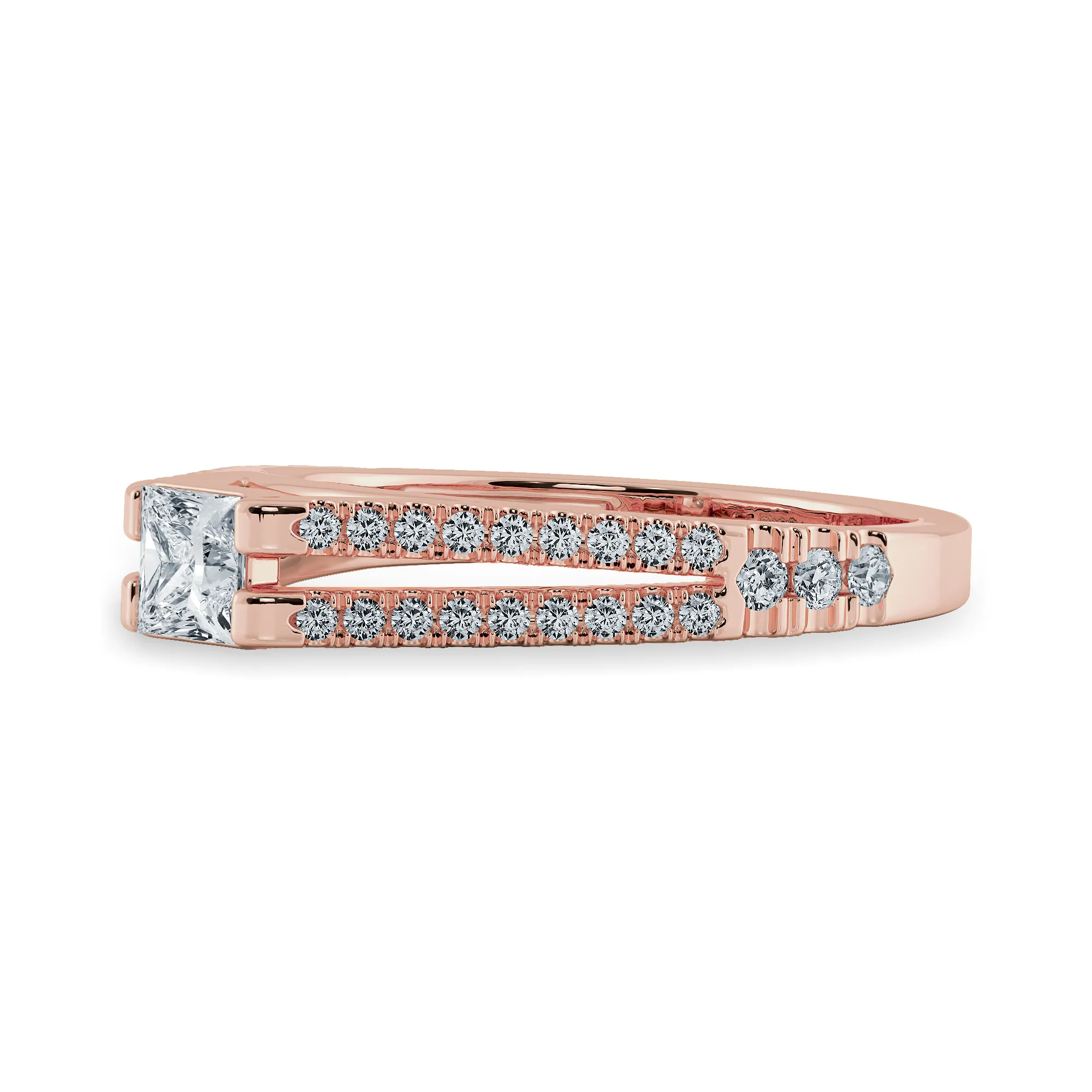 0.30cts. Princess Cut Solitaire Diamond Split Shank 18K Rose Gold Ring JL AU 1178R