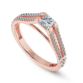 0.30cts. Princess Cut Solitaire Diamond Split Shank 18K Rose Gold Ring JL AU 1178R