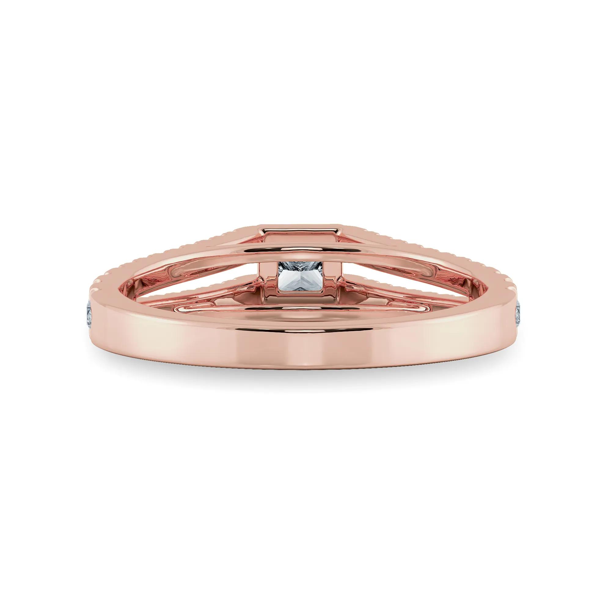 0.30cts. Princess Cut Solitaire Diamond Split Shank 18K Rose Gold Ring JL AU 1178R