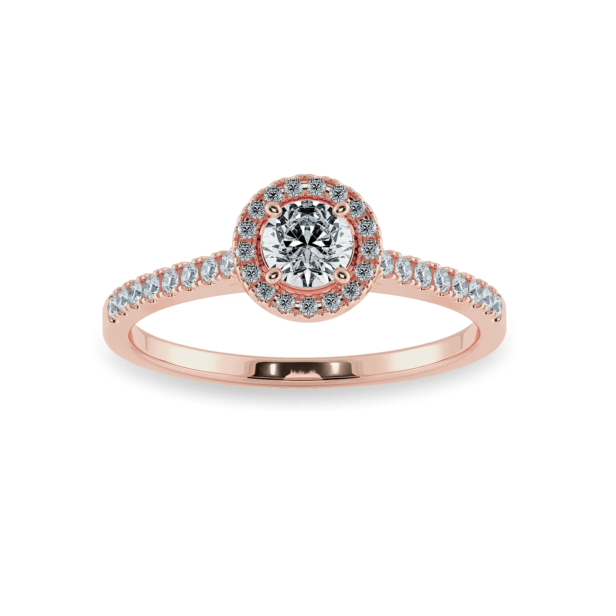 0.30cts. Solitaire Diamond Halo Shank 18K Rose Gold Ring JL AU 1193R