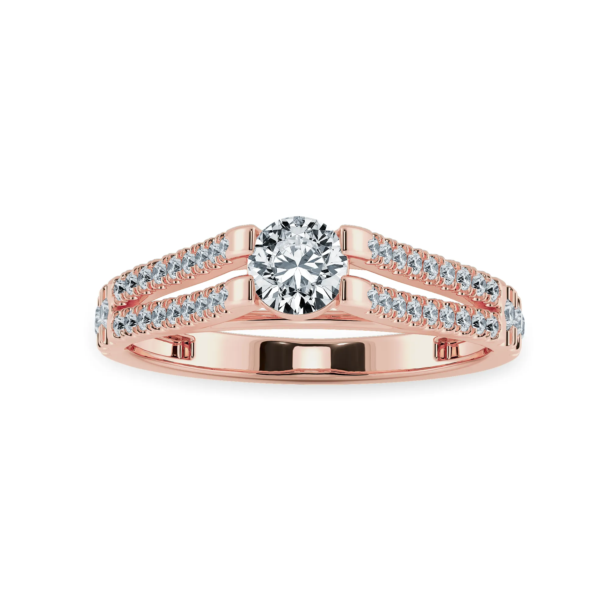 0.30cts. Solitaire Diamond Split Shank 18K Rose Gold Ring JL AU 1177R