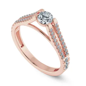 0.30cts. Solitaire Diamond Split Shank 18K Rose Gold Ring JL AU 1177R