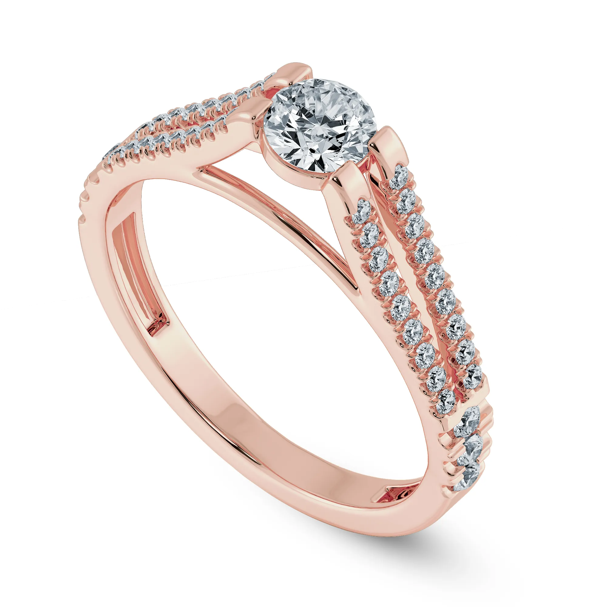 0.30cts. Solitaire Diamond Split Shank 18K Rose Gold Ring JL AU 1177R