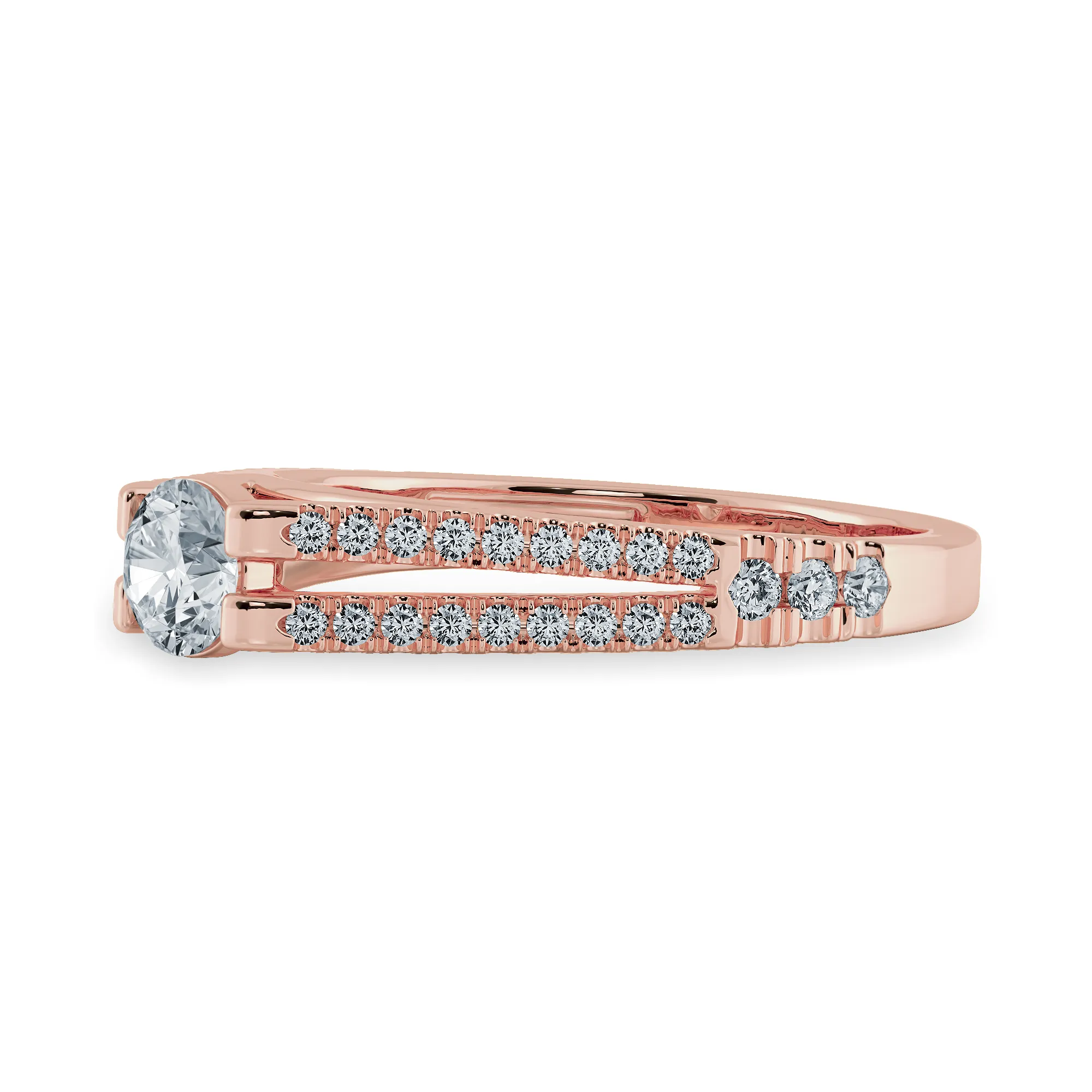 0.30cts. Solitaire Diamond Split Shank 18K Rose Gold Ring JL AU 1177R